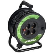 Удлинитель на катушке 4х30м 16А IP20 УК30 2P+PE 3х1.5 термозащита GENERICA WKP20-16-04-30-G